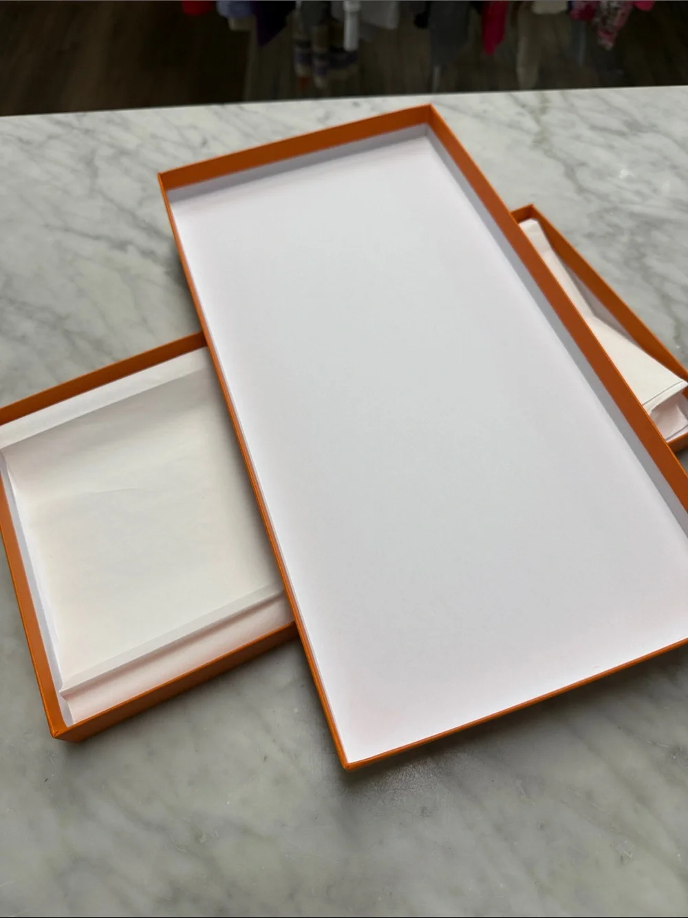 Hermes Flat Storage Box Scarf Box Decorative Box with Ribbon